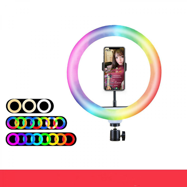 10 tommers Fill Light Set Rgb Light Desktop Stand Selfie Ring Light Led Sju Farger Beauty Fill Light (FMY)