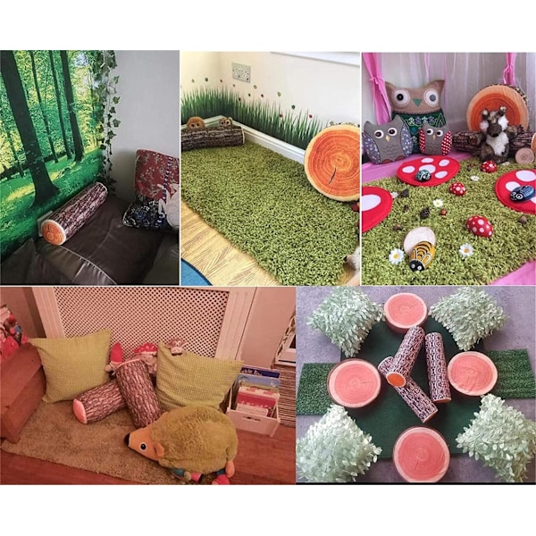 Kreativ design av naturligt trä, rund lång kudde, kudde Round