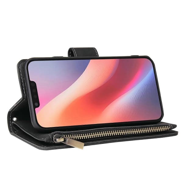 iPhone 16 Wallet Case med Stand & Kort Holder - CASEME 013 PU Læder Sort-FA-