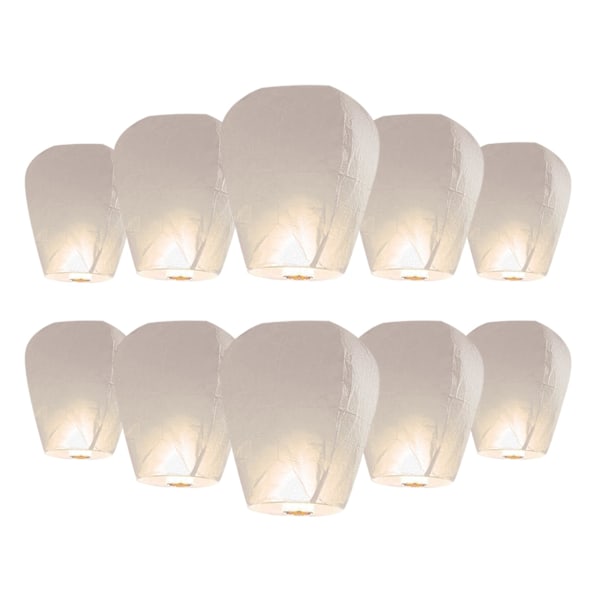 10-pack vita kinesiska och japanska lyktor för fester, himmelslyktor [10-pack papperslyktor]