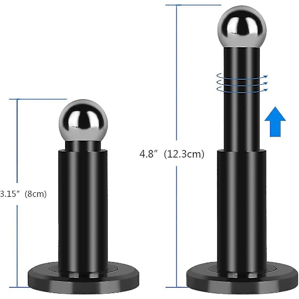 Justerbar magnetisk dørstopper, magnetisk dørstopper, 304 rustfritt stål dørholder med vegg- og gulvmontering (svart)