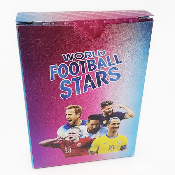 1 laatikko, jossa 55 FIFA World Cup- ja EM-tähtikorttia, kultafolioliuskekortteja, 55 tähtikorttia Colorful