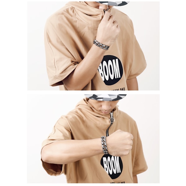 SEW Herrar Rostfritt Stål Vintage Fancy Curb Chain Armband