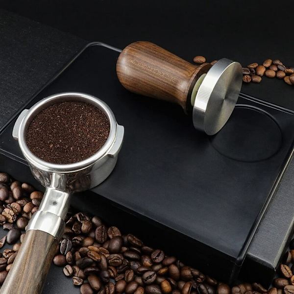 Tampermatta, Silikonkaffe Tamperplatta med Kaffeborste, Halkfri Vattentät Kaffe Tamperstation-FA6-