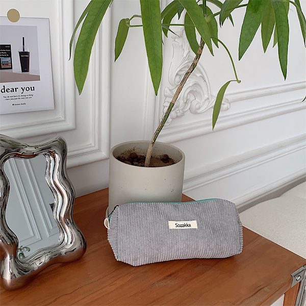 Enkelhet Retro pennfodral Enfärgad case Makeup Ba Gray