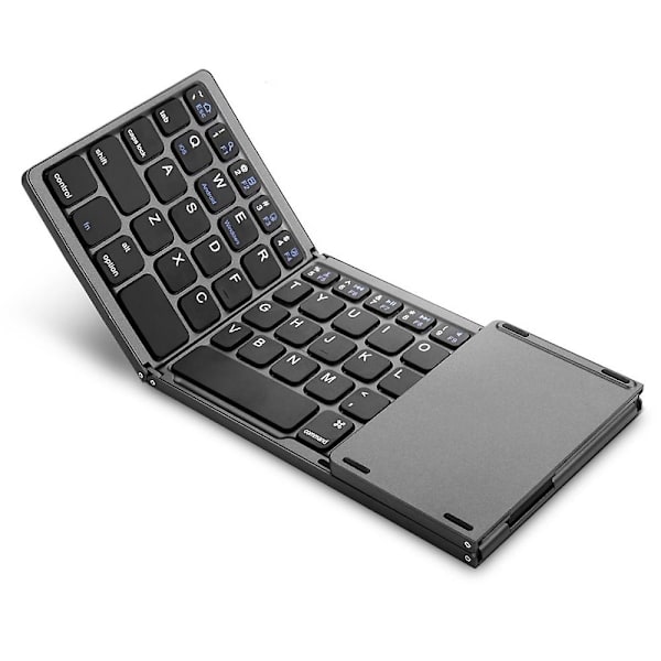 Vikbart trådløst tastatur, bærbart mini Bluetooth-tastatur for bærbar PC, nettbrett, smarttelefon Black