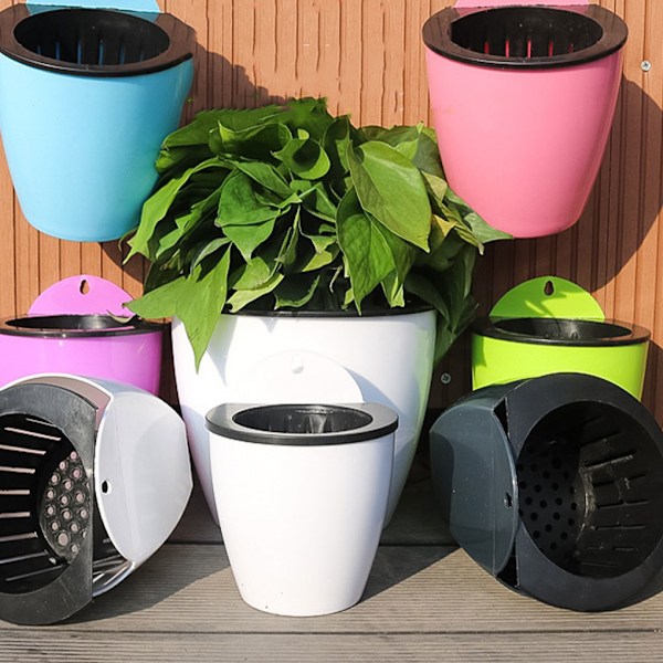 7-pack/lot Premium Resin självvattnande växtblomkruka Snygg pink 110