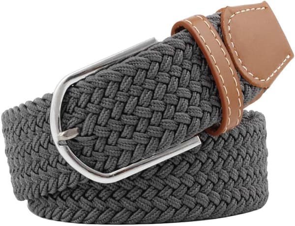 Flerfarget elastisk vevd belte - Casual flettet stretchbelte Grey