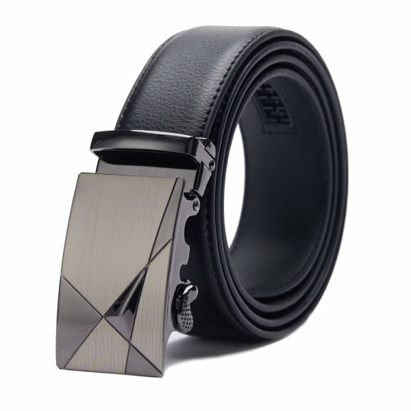 Belt men's leather belt ratchet automatic clasp business suit belt 35mm wide black Improved material