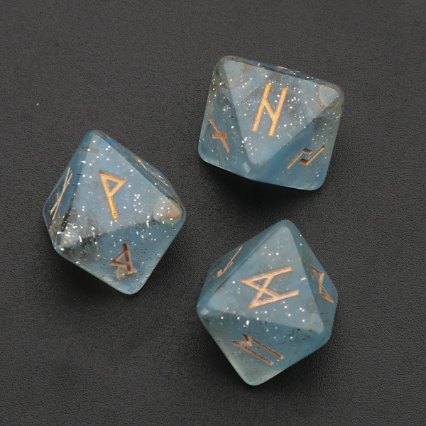 3 stk Harts Tærninger Sæt 8-sidede Runde Tærninger Resin Assorterede Polyhedriske Tærninger Sæt Polyhedrisk Divination Bordplade Tærning Blue 0.02