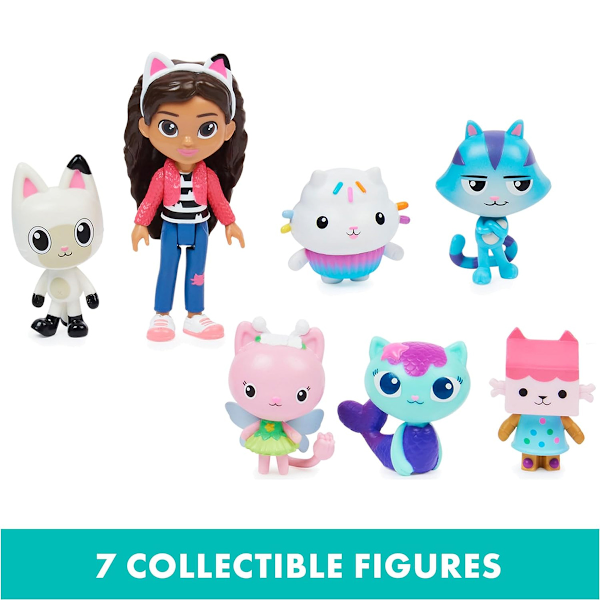 Gabby's Dollhouse, Deluxe figurset med 7 leksaksfigurer och överraskningstillbehör, leksaker för barn från 3 år