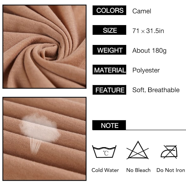 Jerseystretch hovedtørklæder, lange tørklæder Scarf-camel