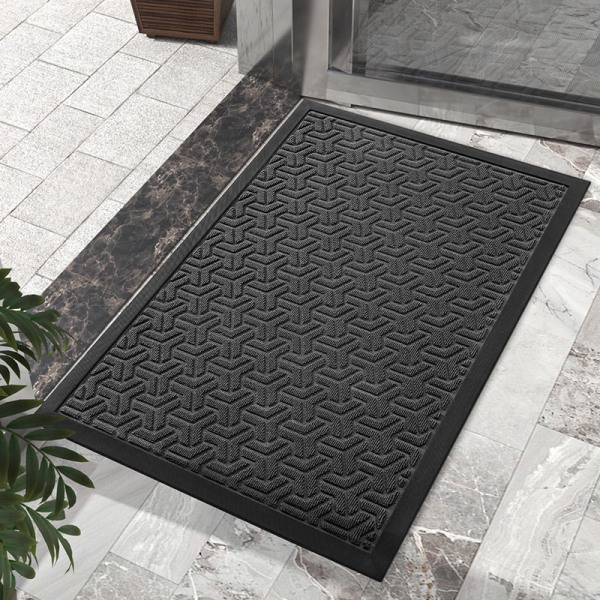 Dørmåtte, 45*75cm, Sortgrå, Absorberende Entré Indendørs og Udendørs