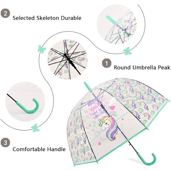 Klar boble paraply enhjørning kuppel paraply til børn