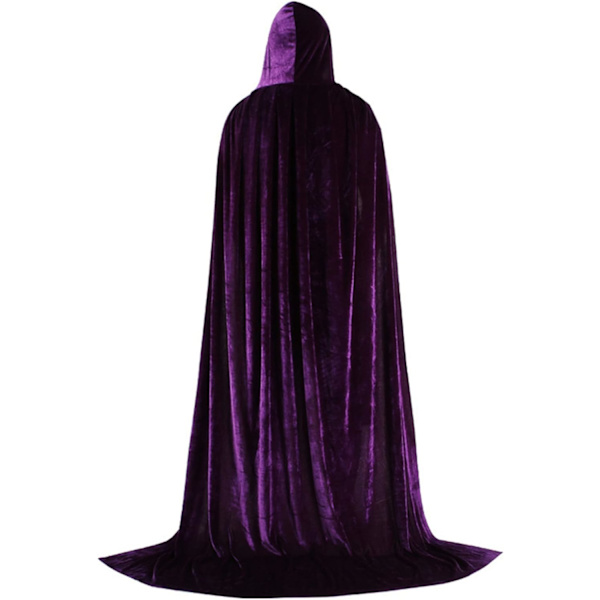 1 Vuxen Huvud Kap, Cosplay Kostym Sammet Robe, Kap Häxa Trollkarl Cloa Lila Purple Large(120-140cm)
