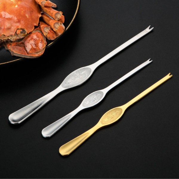 Krabbestikke i rustfritt stål 4 stk Krabbe Spiseverktøy Krabbe Klo Krabbenål Husholdningsfisk og skalldyr Skrellet hårete krabbe Tilbehør B Large 15cm Silver