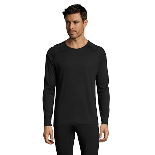 SOLS Herr Sporty Långärmad Performance T-shirt XL Svart Black XL