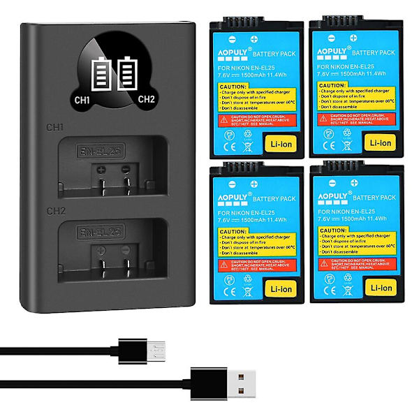 En-el25 Enel25 Enel25b Batteri LED-laddare för Z50 Zfc Z 50 Z Fc Nikon Kamera Uppladdningsbart Li-ion-batteri