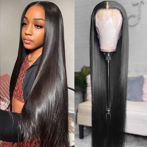 Transparent Lace Front Parykk Silky Straight Wave 5x5 Lace Closure