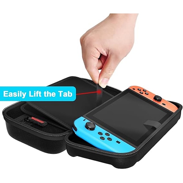 Switch Bæretaske Kompatibel med Nintendo Switch/Switch OLED, med 20 Spilpatroner Beskyttende Hårdskal Rejsetaske Pose