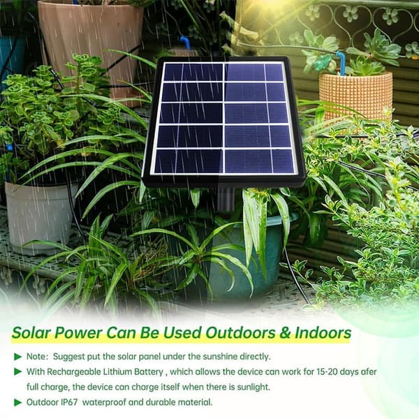 Solar-powered irrigation with timer - Automatic drip irrigation 15m with anti-siphon for garden, greenhouse and vegetables-FA-