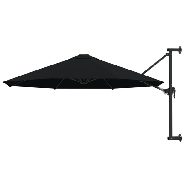vidaXL Væghængt Parasol med Metalstang 300 cm Sort black 9750