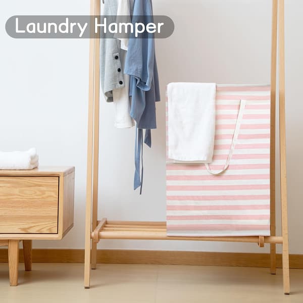 75L Large Laundry Basket - Freestanding Waterproof Laundry Hamper with Extended Handle - Foldable Tall Laundry Basket-FA- Pink