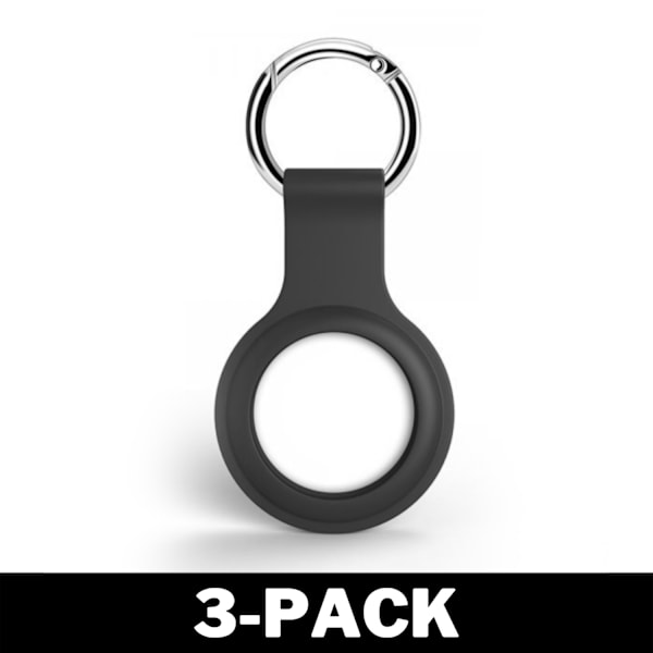 AirTag Apple Silikonkuori Avaimenperällä Musta 3-Pack