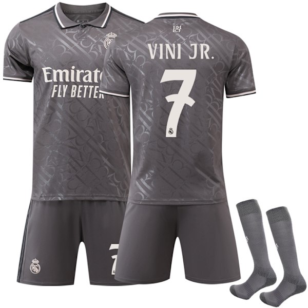 Real Madrid Udebanefodboldtrøje Børn & Voksen 2024-2025 Vinicius Nr. 7 VINI JR 22