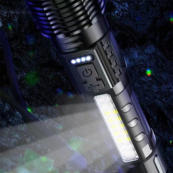 Super kraftig LED lommelykt 20 000 lumen, USB-oppladbar