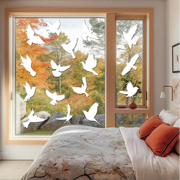 Bird Anti-Collision Window Stickers White Removable Electrostatic Glass Decorative Stickers Warning-FA-