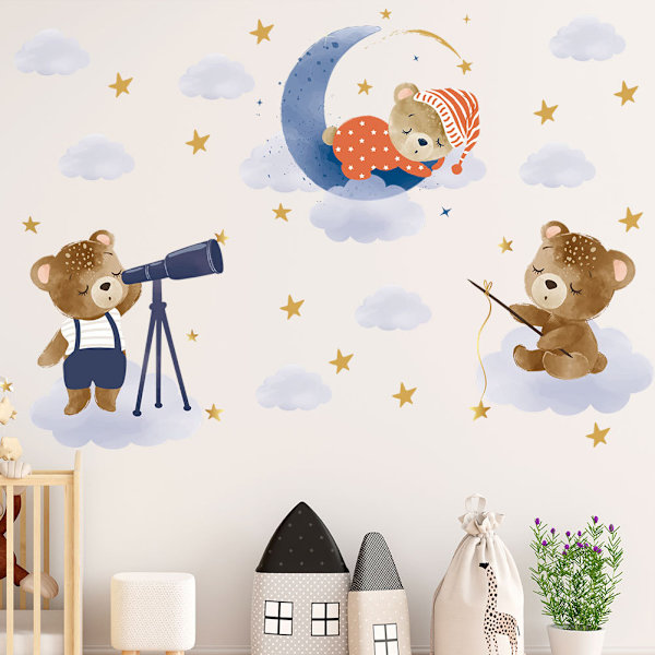 En uppsättning väggdekorationer, Cubs Moon Stars väggdekoration för vardagsrum