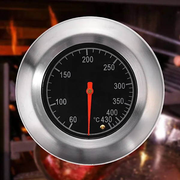 Grilltermometermåler Rustfrit stål BBQ Grilltermometer Grillgrav Kødtemperatur-FA- silver