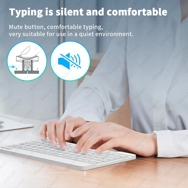 Tabletti-näppäimistö Android iOS Windows langaton hiiri Näppäimistö Bluetooth yhteensopiva Rainbow Taustavalaistu näppäimistö iPad-puhelin (valkoinen)