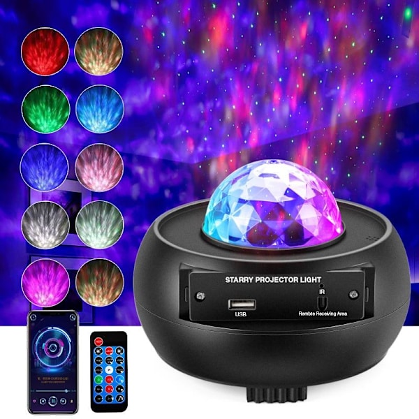 Galaxylampe / Natlampe / Stjernehimmel Projektor med Bluetooth black Plastic