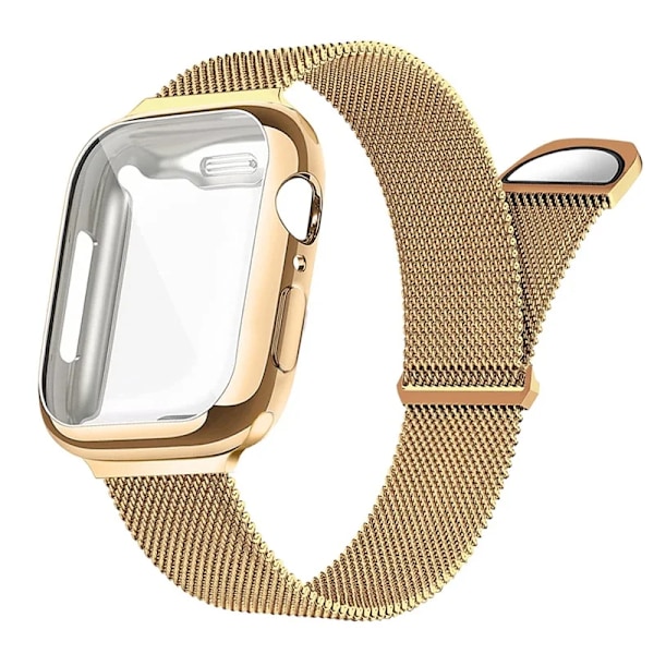 Milanese Armbånd + Beskyttelsesfilm for Apple Watch Ultra 49MM 41mm 40mm 44mm 38mm 42mm TPU-skjerm Iwatch Series 9 8 7 6 SE 5 4 Correa 45mm Sølv Sølv Silver 44mm-Series 6 5 4 SE