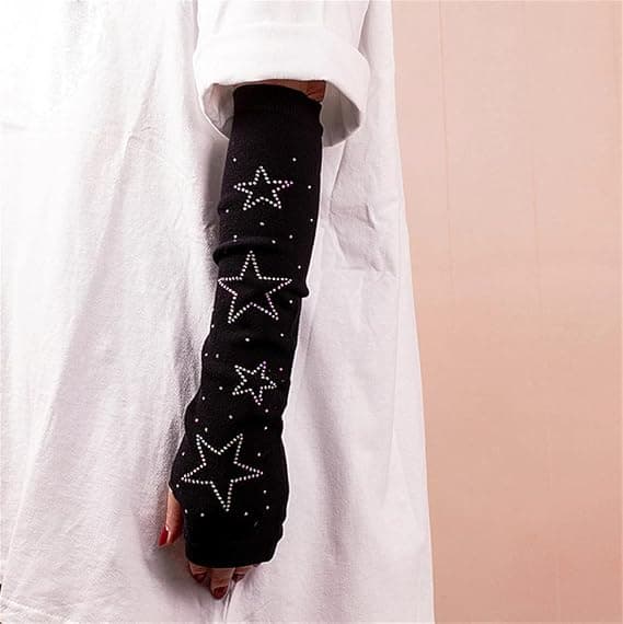 Arm Warmers Knitted Fingerless Warm Gloves With Thumb Hole Arm Cuff Compatible W-FA-