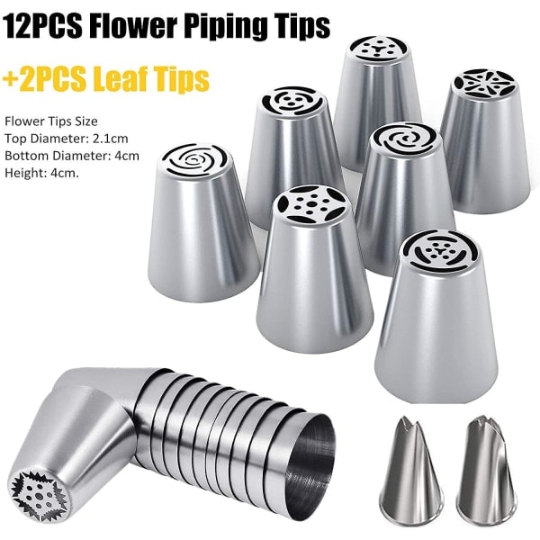 27-delt russisk Piping Tips Set Kakedekorasjonstilbehør Kit Sprøyteposer