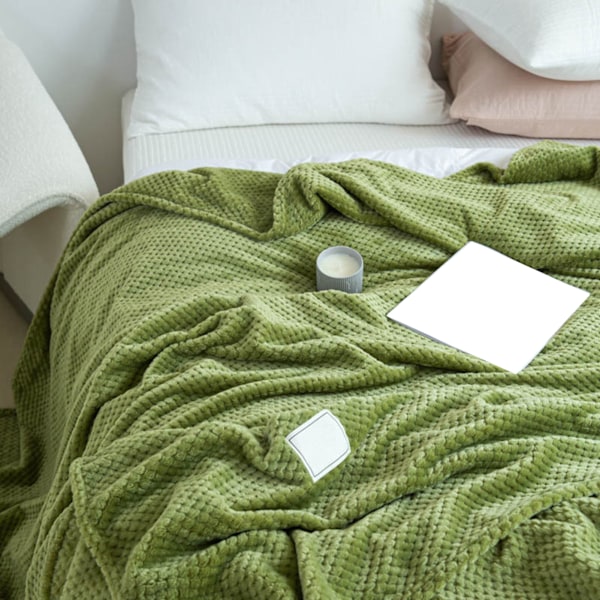 Kølig fleece tæppe sommer kold enkelt lur tæppe til sofa seng kontor grøn 100x120cm