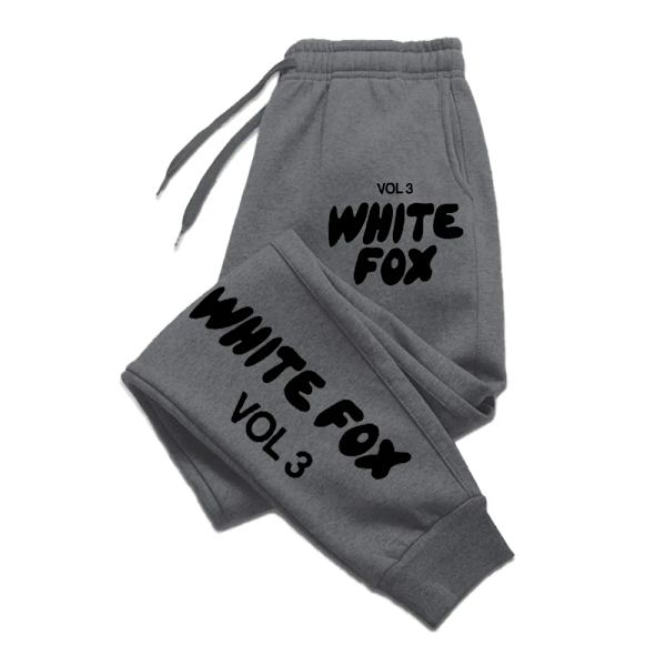Vita Fox Joggers Mode Baggy Byxor Män Kvinna Casual Sweatbyxor Bekväma Fitness Byxor Kvinnor Mjuk 2024 Nytt Mångsidig Mörkgrå Svart Dark grey black XL