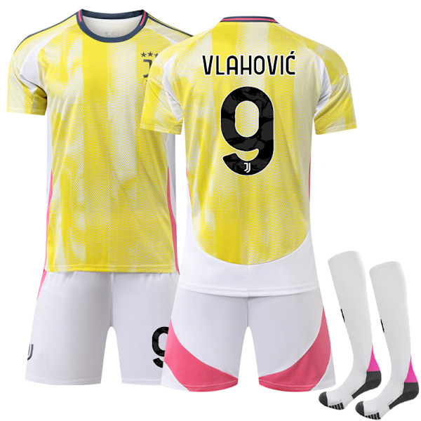 Juventus FC Borta Fotbollskläder för Barn 2024-2025 Nr.9 Vlahović away 26