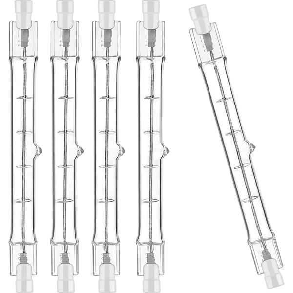 Paket med 5 R7S halogenlampor 118mm 300W 230V, R7S halogenstav 118mm, R7S halogenlampa dimbar halogenstavslampa