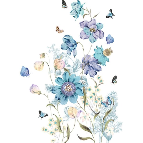 Blå blomster vægklistermærker Blomster sommerfugl klistermærker Hjem