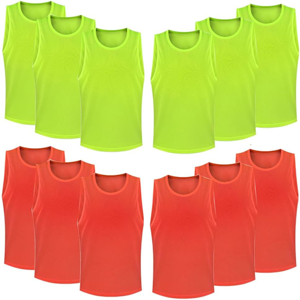 Jalkapalloharjoitusliivi, Lapset Aikuiset Jalkapalloharjoitusvarusteet Liivit Joukkueharjoitukseen 6punaista+6vihreää 6red+6green XL