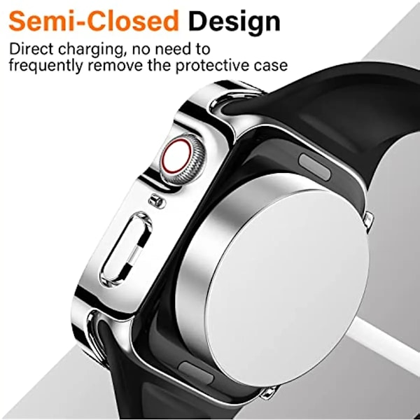 Vanntett etui for Apple Watch 7 8 9 45 mm 41 mm skjermbeskytter Glass + deksel Bumper Herdet glass iWatch 5 SE 6 44 mm 40 mm Tilbehør Svart Black Series 4 5 6 SE 40mm