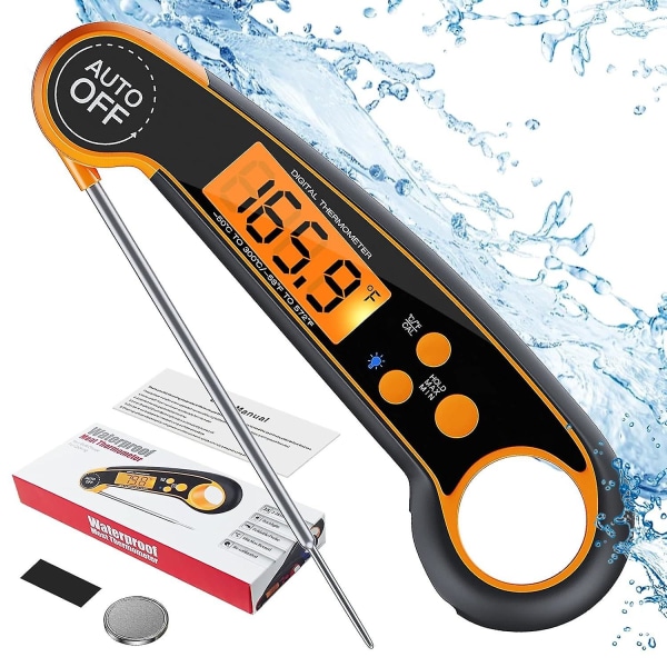Uppladdningsbar LED-kötttermometer - Digital kötttermometer för omedelbar avläsning i köket med magnet för Co