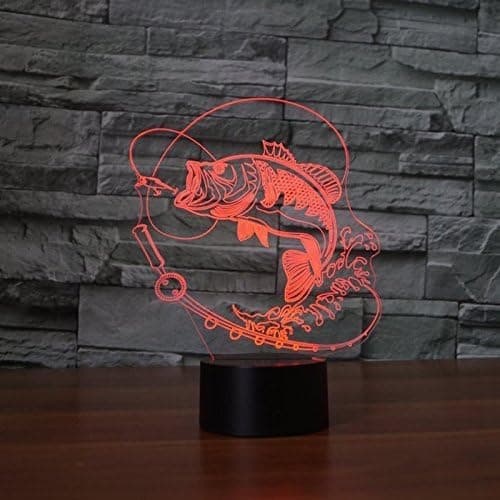 3D fiske natlys illusion lampe 7 farver ændring LED touch U-FA-