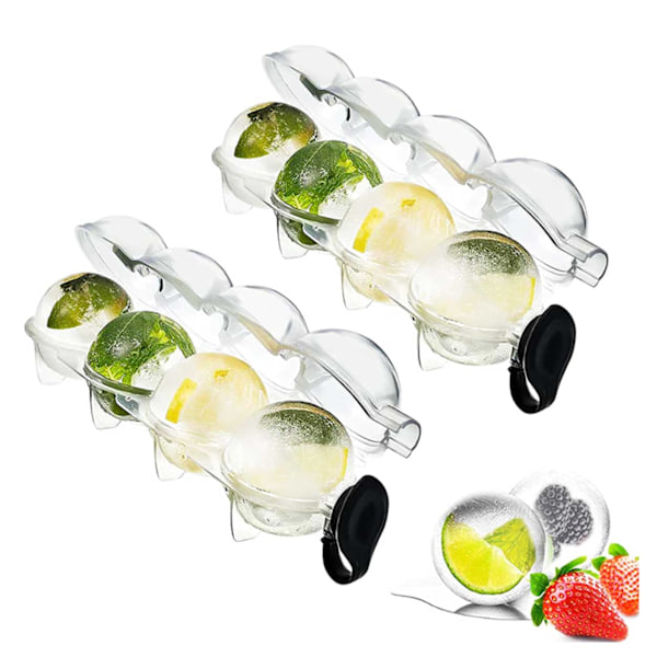 2-pakks Isform for Isboller - Runde Isbiter, Iskubsform, Kuler, Plast transparent