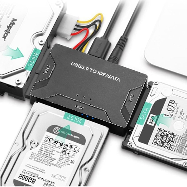 USB 3.0 till IDE och SATA-konverterare Extern hårddiskadapterkit för Universal 2,5/3,5