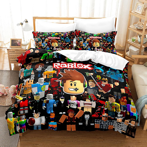 R11 Roblox 3D-trykt Sengelinnedsæt Dyne Pudebetræk Børnegave Db UK SINGLE 135x200cm